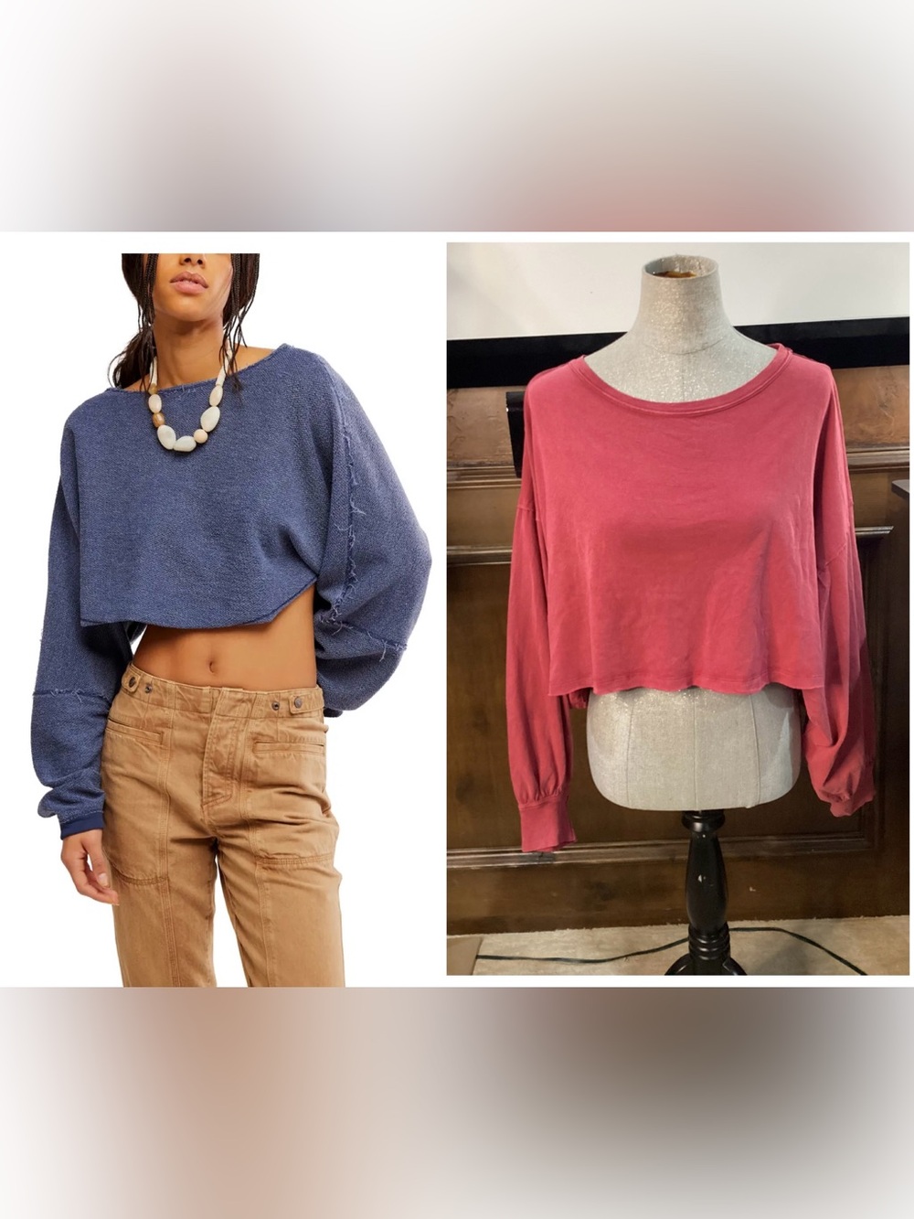 NWT SIZE S Free People Cropped Crew Top in RUST